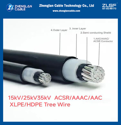 15kv AAC AAAC ACSR İletici XLPE HDPE yalıtım ağaç kablosu 185mm2 NTC 5909 ICEA S121-733