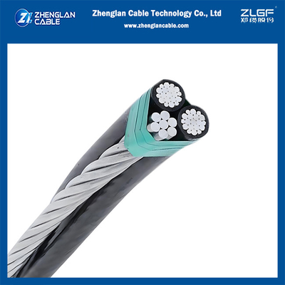 1kv tripleks hava paketlenmiş kablo AAC/XLPE+Çıplak ACSR Nötr 2x1/0AWG+1/0AWG ASTM S76-474