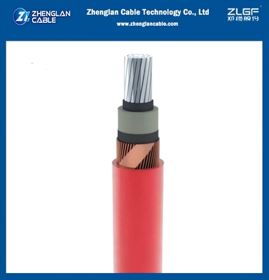 AL/SC/XLPE/SC/CWS/PVC/CTS/PVC1x240/25mm2 IEC 60502-2 8.7/15KV Bakır Tel Kalkanı + Bakır Teyp Kalkan Kablosu Kırmızı Orta Gerilim Güç Kablosu