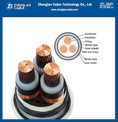 Yeraltı Zırhlı Güç Kablosu çelik tel zırhlı xlpe yalıtım 8.7/15kv YJV32 3x150mm2 IEC 60502-2