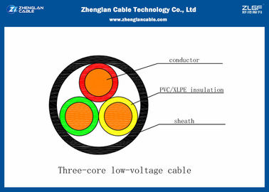 0.6 / 1Kv Zırhsız LV Güç Kablosu, IEC60502 3 CU / PVC / XLPE / LSZH / NYY / N2XY için 3 Çekirdekli Kablo (3 * 1,5 ~ 3 * 400mm²)