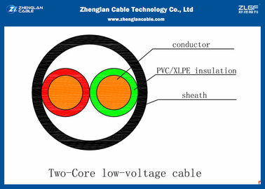 0.6 / 1KV 2 Çekirdek Zırhsız LV Güç Kablosu IEC 60228 （AL / CU / PVC / XLPE） Nominal Bölüm ： 2 * 1,5 ~ 2 * 240mm²
