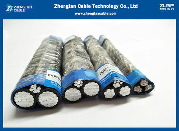Alçak Gerilim AL / XLPE Çıplak Al Alaşım Tepegöz Birlikte Kablo 0.6 / 1kv 2 × 50sqmm + 25sqmm